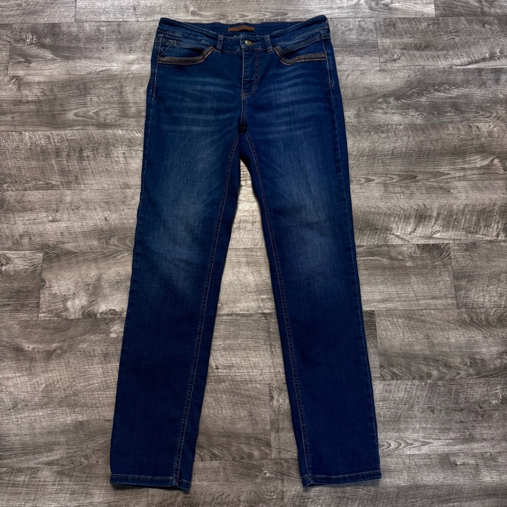 MAC Angela Straight Slim Fit Embroidered Pocket Jeans Womens 42x32 (US 12-14)